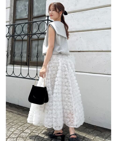 dazzlin（ダズリン）の「モチーフボリュームフレアスカート（スカート・レディース・ホワイト/チャコールグレー/パープル・SMALL/MEDIUM）」の10枚目の写真