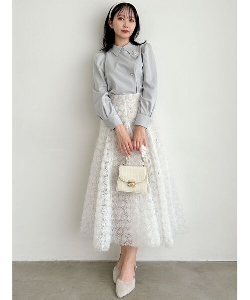 dazzlin（ダズリン）の「モチーフボリュームフレアスカート（スカート・レディース・ホワイト/チャコールグレー/パープル・SMALL/MEDIUM）」の21枚目の写真