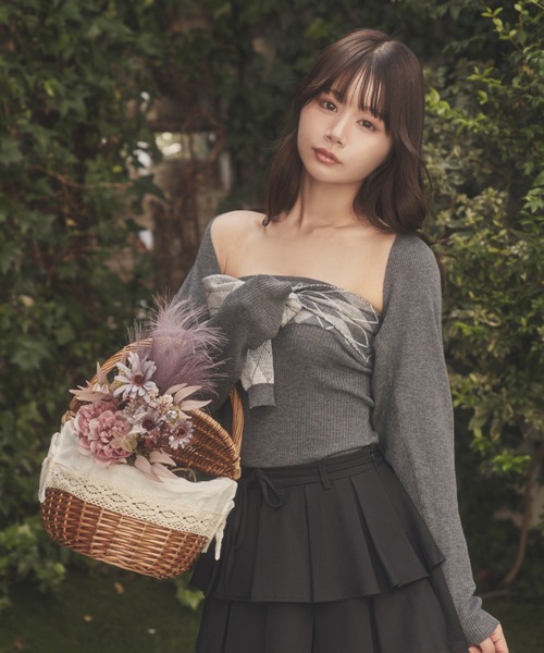 M DOLLY(エムドリー)の「argyle grazia knit set tops/アーガイルグラツィアニットセットアップ(アンサンブル・レディース・ブラック/グレー・FREE)」の7枚目の写真