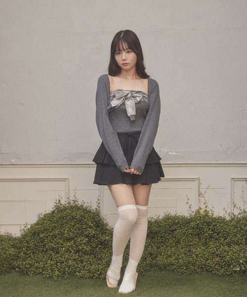 M DOLLY(エムドリー)の「argyle grazia knit set tops/アーガイルグラツィアニットセットアップ(アンサンブル・レディース・ブラック/グレー・FREE)」の12枚目の写真