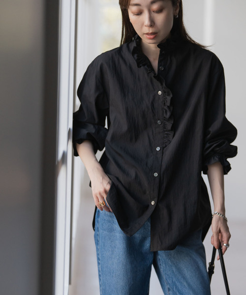 シルキーコットンフリルディテールブラウス（シャツ/ブラウス）｜NOBLE