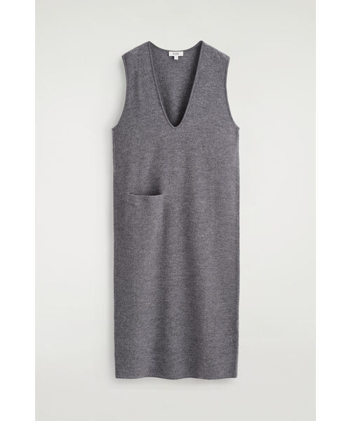 COS ボイルウールミディワンピース ブラック BOILED-WOOL MIDI DRESS ボイルウールミディワンピース ブラック｜COS