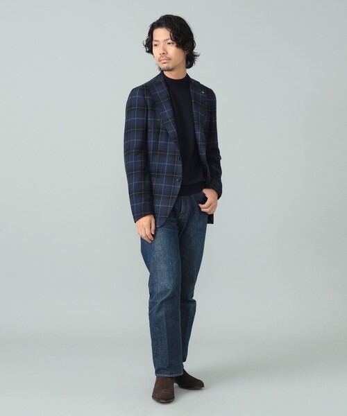 TAGLIATORE チェック柄 テーラードジャケット ネイビー 46サイズ セール】【別注】TAGLIATORE / COSTA AZZURRA ネイビー チェック