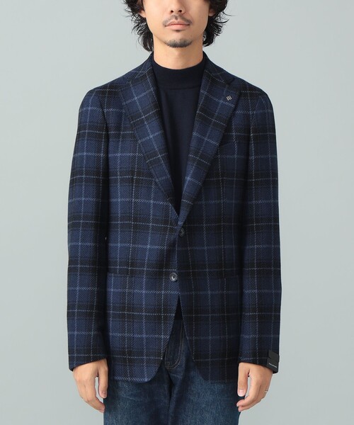 美品✨タリアトーレ アンコン テーラードジャケット 織柄 ネイビー 50 XL位 セール】【別注】TAGLIATORE / COSTA AZZURRA ネイビー チェック