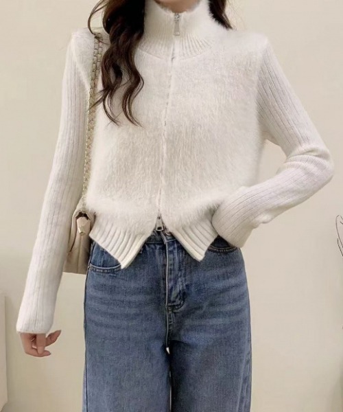 Mejoul（メジュール）の「【2025秋冬新作】リブ切替ハイネックシャギーニット カーディガン（ニット/セーター・レディース・ブルー/ブラック/パープル/イエロー/ベージュ/ホワイト・F）」の21枚目の写真