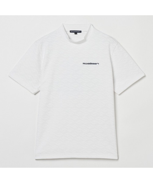 ROSASEN（ロサーセン）の「【Rosasen/GOLF】幾何学柄 ジャカード 半袖モックネック（シャツ/ブラウス・メンズ・ネイビー/オフホワイト・50/48/52）」の5枚目の写真