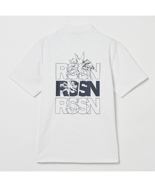ROSASEN（ロサーセン）の「【Rosasen/GOLF】幾何学柄 ジャカード 半袖モックネック（シャツ/ブラウス・メンズ・ネイビー/オフホワイト・50/48/52）」の6枚目の写真