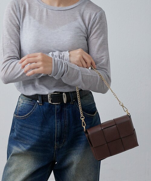 Lui's(ルイス)の「MILLELA FIRENZE / チェーン付きワイドメッシュレザーバッグ(ショルダーバッグ・レディース・ブラウン/モカ/ブラック・FREE)」の8枚目の写真