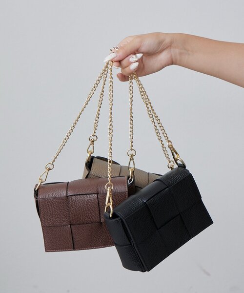 Lui's(ルイス)の「MILLELA FIRENZE / チェーン付きワイドメッシュレザーバッグ(ショルダーバッグ・レディース・ブラウン/モカ/ブラック・FREE)」の4枚目の写真