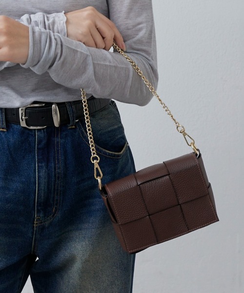 Lui's(ルイス)の「MILLELA FIRENZE / チェーン付きワイドメッシュレザーバッグ(ショルダーバッグ・レディース・ブラウン/モカ/ブラック・FREE)」の17枚目の写真