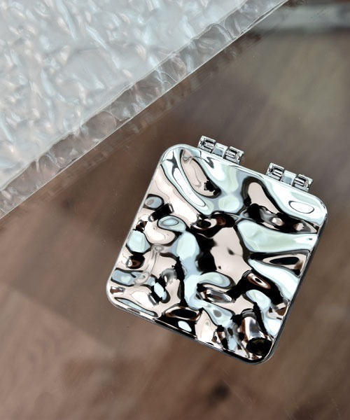 float】シンプル メタリック ミニ 鏡/ハンドミラー/メイクミラー（手鏡