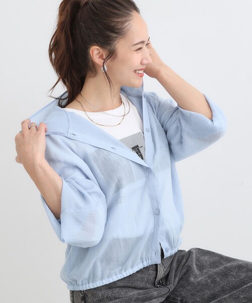 Cutie Blonde（キューティーブロンド）の「【S-LL】大人の抜け感 シアーボイルフーディパーカ（パーカー・レディース・ブラック/ブルー系その他/ライトグレー・02/01/04/03）」の3枚目の写真