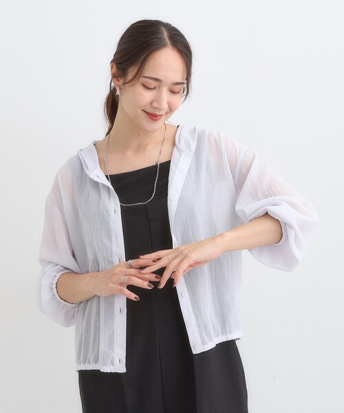 Cutie Blonde（キューティーブロンド）の「【S-LL】大人の抜け感 シアーボイルフーディパーカ（パーカー・レディース・ブラック/ブルー系その他/ライトグレー・02/01/04/03）」の4枚目の写真