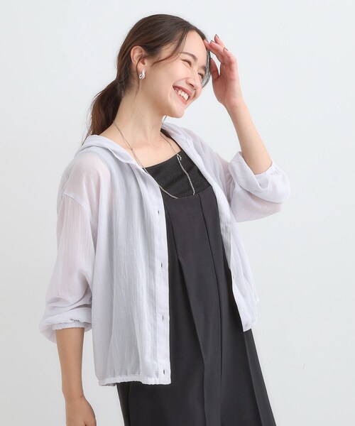 Cutie Blonde（キューティーブロンド）の「【S-LL】大人の抜け感 シアーボイルフーディパーカ（パーカー・レディース・ブラック/ブルー系その他/ライトグレー・02/01/04/03）」の5枚目の写真