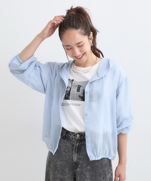 Cutie Blonde（キューティーブロンド）の「【S-LL】大人の抜け感 シアーボイルフーディパーカ（パーカー・レディース・ブラック/ブルー系その他/ライトグレー・02/01/04/03）」の12枚目の写真