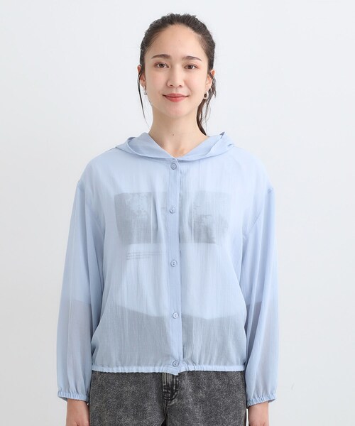 Cutie Blonde（キューティーブロンド）の「【S-LL】大人の抜け感 シアーボイルフーディパーカ（パーカー・レディース・ブラック/ブルー系その他/ライトグレー・02/01/04/03）」の16枚目の写真