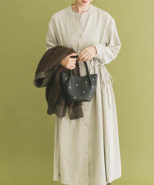 ITEMS URBANRESEARCH(アイテムズ アーバンリサーチ)の「『イージーケア』ウエストギャザーロングスリーブワンピース(ワンピース・レディース・グレー系その他/オレンジ/チャコールグレー/その他1・FREE)」の1枚目の写真