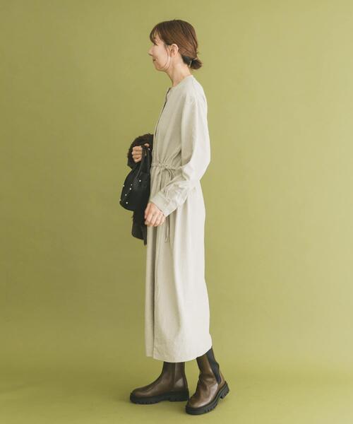 ITEMS URBANRESEARCH(アイテムズ アーバンリサーチ)の「『イージーケア』ウエストギャザーロングスリーブワンピース(ワンピース・レディース・グレー系その他/オレンジ/チャコールグレー/その他1・FREE)」の5枚目の写真