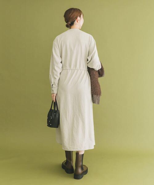 セール】『イージーケア』ウエストギャザーロングスリーブワンピース