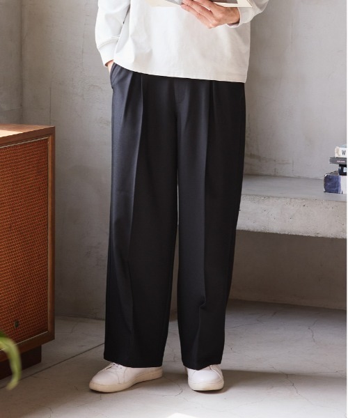 BACK NUMBER(バックナンバー)の「【店舗で人気】【BACK NUMBER】TRイージーワイドトラウザー (ワイドシルエット/TR素材/リラックス感/ビジネス/カジュアル)(その他パンツ・メンズ・ダークグレー/ブラック・S/M/L/XL)」の8枚目の写真