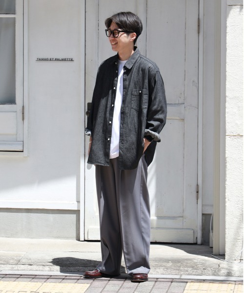 BACK NUMBER(バックナンバー)の「【店舗で人気】【BACK NUMBER】TRイージーワイドトラウザー (ワイドシルエット/TR素材/リラックス感/ビジネス/カジュアル)(その他パンツ・メンズ・ダークグレー/ブラック・S/M/L/XL)」の12枚目の写真