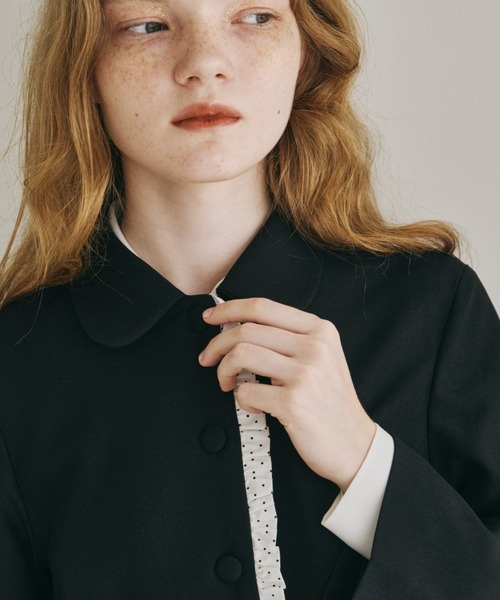 idem（イデム）の「frill lady jacket / フリルデザインコンパクトジャケット（テーラードジャケット・レディース・グレー/ブラック・FREE）」の9枚目の写真