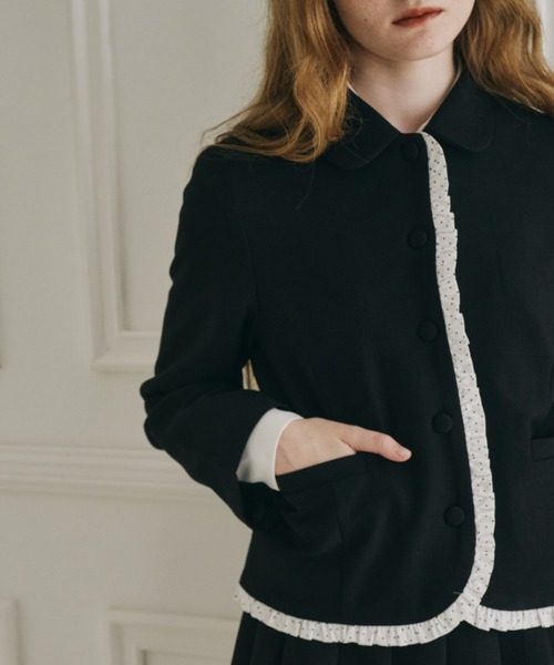 idem（イデム）の「frill lady jacket / フリルデザインコンパクトジャケット（テーラードジャケット・レディース・グレー/ブラック・FREE）」の11枚目の写真