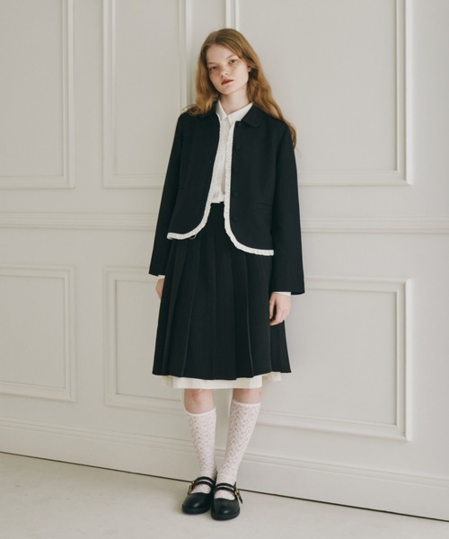 idem（イデム）の「frill lady jacket / フリルデザインコンパクトジャケット（テーラードジャケット・レディース・グレー/ブラック・FREE）」の12枚目の写真