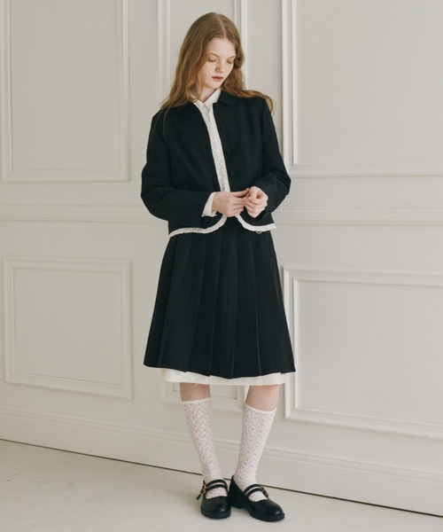 idem（イデム）の「frill lady jacket / フリルデザインコンパクトジャケット（テーラードジャケット・レディース・グレー/ブラック・FREE）」の13枚目の写真