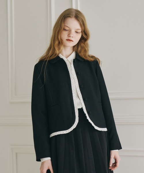 idem（イデム）の「frill lady jacket / フリルデザインコンパクトジャケット（テーラードジャケット・レディース・グレー/ブラック・FREE）」の14枚目の写真