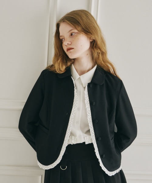 idem（イデム）の「frill lady jacket / フリルデザインコンパクトジャケット（テーラードジャケット・レディース・グレー/ブラック・FREE）」の16枚目の写真