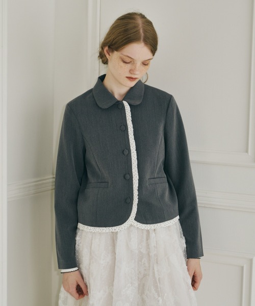 idem（イデム）の「frill lady jacket / フリルデザインコンパクトジャケット（テーラードジャケット・レディース・グレー/ブラック・FREE）」の20枚目の写真