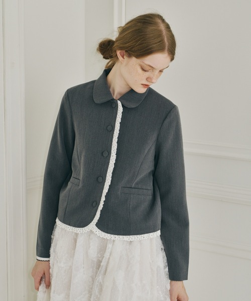 idem（イデム）の「frill lady jacket / フリルデザインコンパクトジャケット（テーラードジャケット・レディース・グレー/ブラック・FREE）」の22枚目の写真