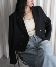 YENNA | 【配色ショートテーラードジャケット】ストライプ・チェック・無地テーラード/卒業式/入学式/オケージョンジャケット(テーラードジャケット)