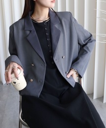 YENNA（イェンナ）の「【配色ショートテーラードジャケット】ストライプ・チェック・無地テーラード/卒業式/入学式/オケージョンジャケット（テーラードジャケット）」