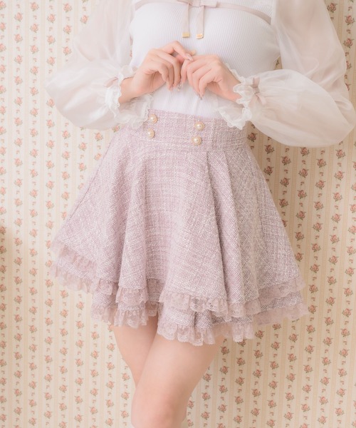 ROJITA（ロジータ）の「ダブルフレア裾レーススカート（スカート・レディース・ブラック/ネイビー/ピンク/アイボリー・FREE）」の8枚目の写真