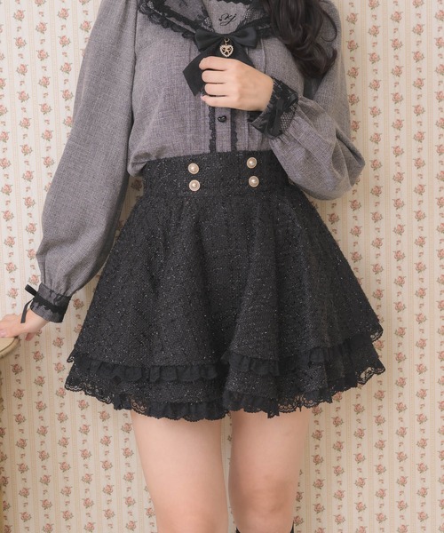 ROJITA（ロジータ）の「ダブルフレア裾レーススカート（スカート・レディース・ブラック/ネイビー/ピンク/アイボリー・FREE）」の14枚目の写真