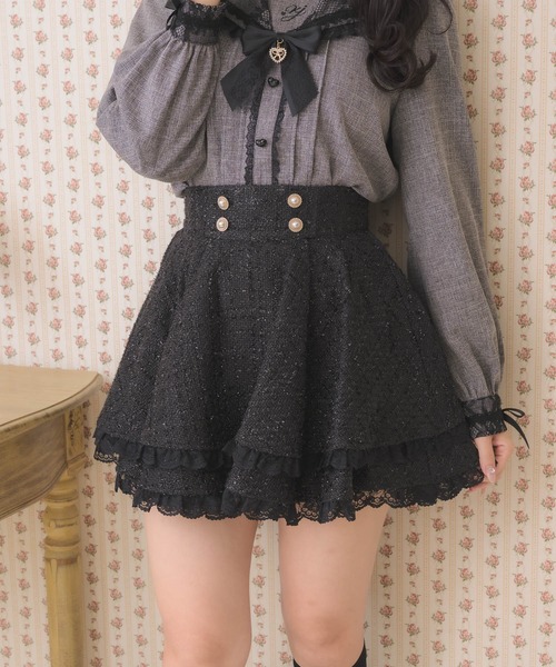 ROJITA（ロジータ）の「ダブルフレア裾レーススカート（スカート・レディース・ブラック/ネイビー/ピンク/アイボリー・FREE）」の11枚目の写真