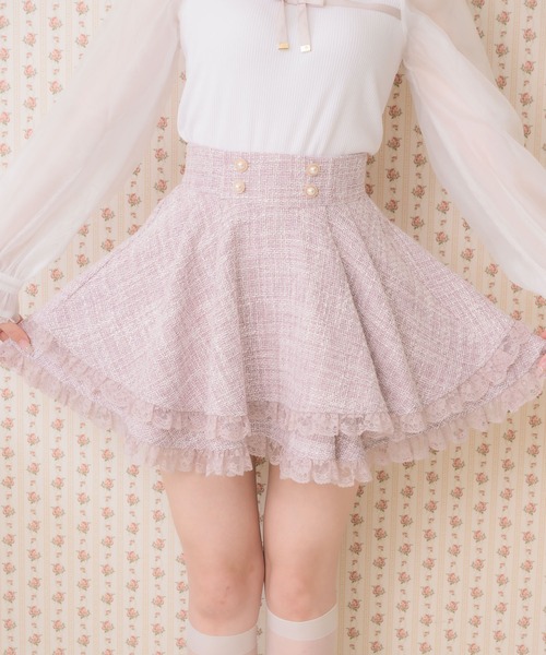 ROJITA（ロジータ）の「ダブルフレア裾レーススカート（スカート・レディース・ブラック/ネイビー/ピンク/アイボリー・FREE）」の6枚目の写真