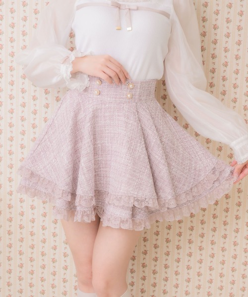 ROJITA（ロジータ）の「ダブルフレア裾レーススカート（スカート・レディース・ブラック/ネイビー/ピンク/アイボリー・FREE）」の7枚目の写真