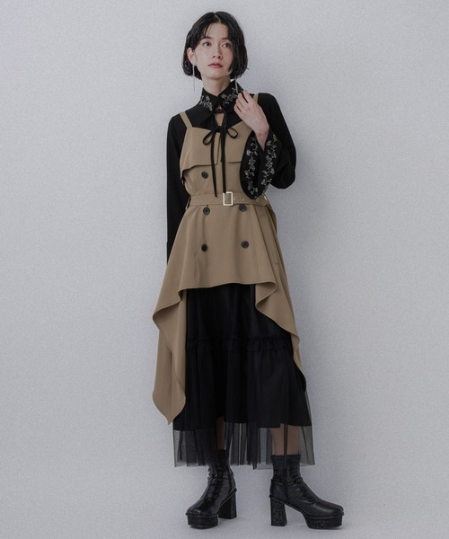 HARE(ハレ)の「トレンチライクフリルキャミワンピース(HARE)(ワンピース・レディース・ベージュ/ブラック・FREE)」の21枚目の写真
