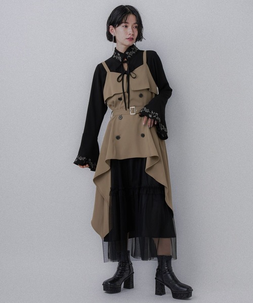 【新品レベル】HARE ハレ 切り替え ワンピース コート仕立て 黒 楽天市場】ジップデザインワンピース HARE ハレ ワンピース