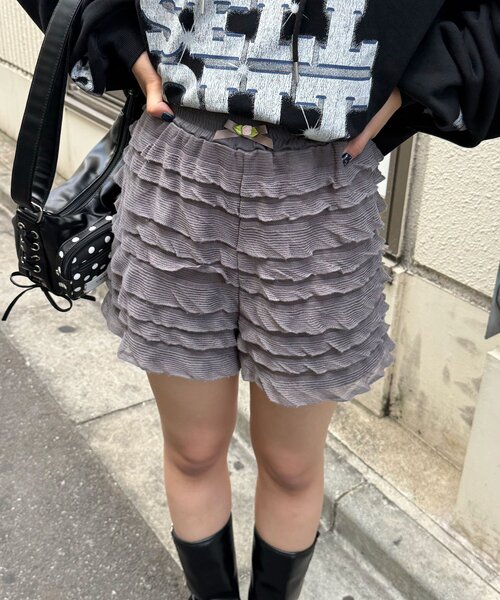 CIAOPANIC（チャオパニック）の「ティアードフリルショートパンツ（その他パンツ・レディース・グレー/オフホワイト/ブラック・ONE SIZE）」の18枚目の写真