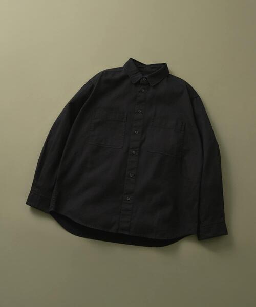 ITEMS URBANRESEARCH(アイテムズ アーバンリサーチ)の「バイオウォッシュコットンレギュラーカラーシャツ(シャツ/ブラウス・メンズ・ネイビー/ブラック・LARGE/MEDIUM)」の1枚目の写真