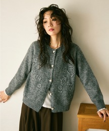 Lutim by u（ルチバイユー）の「Floral embroidery crew knit cardigan / フローラル刺繍クルーニットカーディガン（カーディガン/ボレロ）」