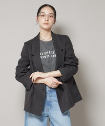 MAX &Co. ツイードテーラードジャケット グレー サイズ38*HD284 ツイードストレッチ テーラードジャケット セットアップ着用可