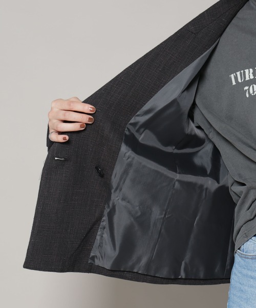 セール】ツイードセミダブルジャケット(セットアップ可)（テーラード