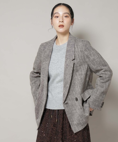 ツイードセミダブルジャケット(セットアップ可)（テーラードジャケット
