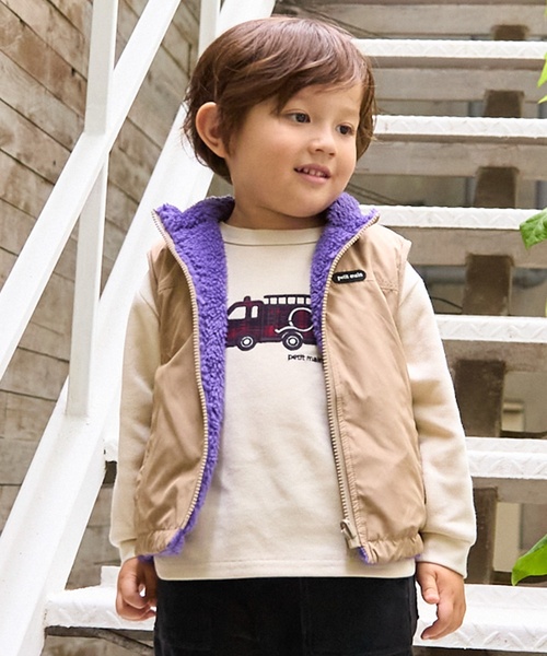 セール】【洗える】無地×ボアリバーシブルベスト（ベスト）｜petit