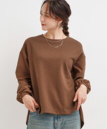 【S-LL】インせず決まる 背中タック入り パフ袖トップス